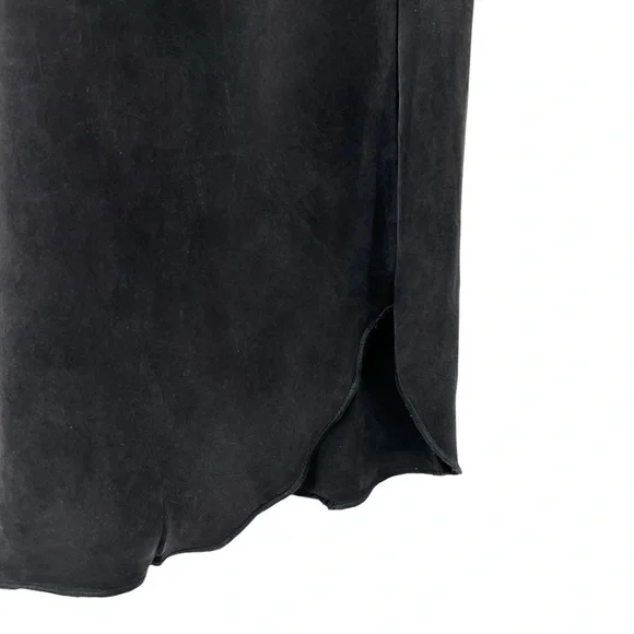 OZMA of California Long Cupro Slip Dress - Black Sleeveless V-Neck Midi Dress - Picture 7 of 13